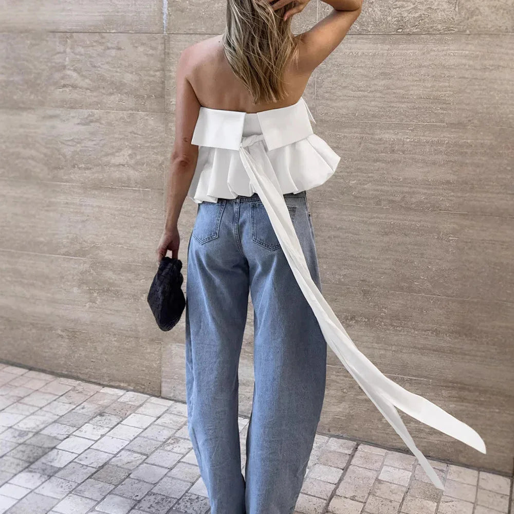 Satin Sexy Tube Top Backless Strap Vest - Gizmo Galaxy