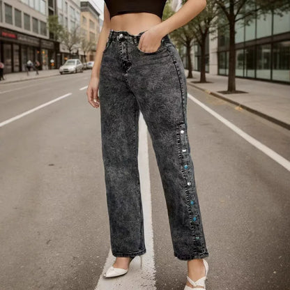 Retro Mid-waist Stretch Flared Jeans For Women - Gizmo Galaxy