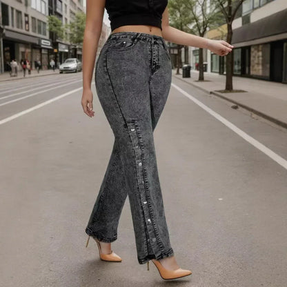 Retro Mid-waist Stretch Flared Jeans For Women - Gizmo Galaxy