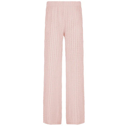 Resort-style Textured Hollow-out Loose-fitting Solid-color Casual Pants - Gizmo Galaxy