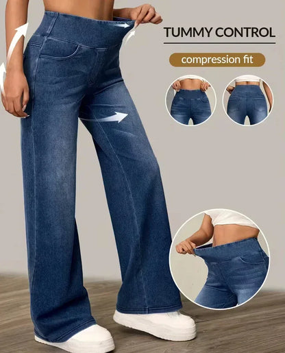 Loose Oversized Retro High-waisted Stretch Denim Wide-leg Pants - Gizmo Galaxy
