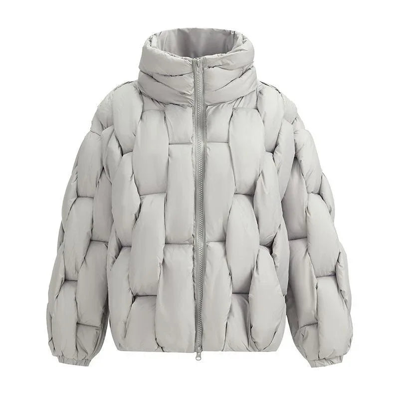 Plus Size Woven Twisted Down Cotton-padded Jacket - Gizmo Galaxy