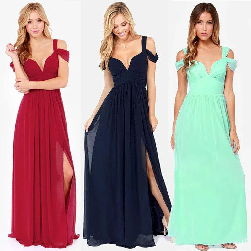 Long Floor Length Elegant Greek Style Pleated Dress - Gizmo Galaxy