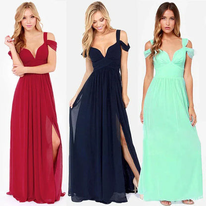 Long Floor Length Elegant Greek Style Pleated Dress - Gizmo Galaxy