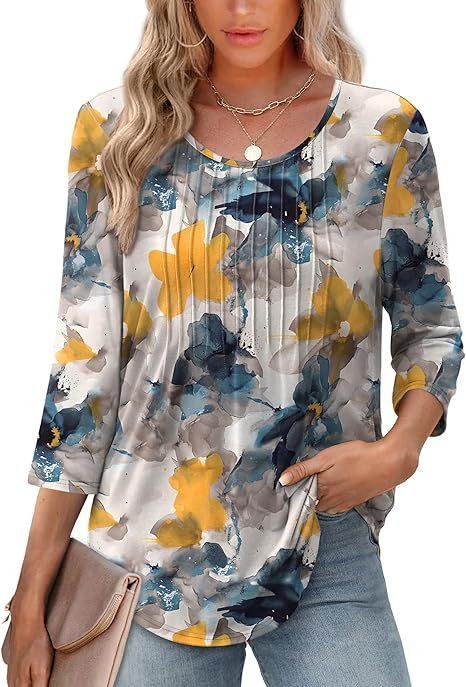 New Women's Long Sleeved Top, Fashionable And Casual Pleated Low Round Neck Women's T-shirt - Gizmo Galaxy
