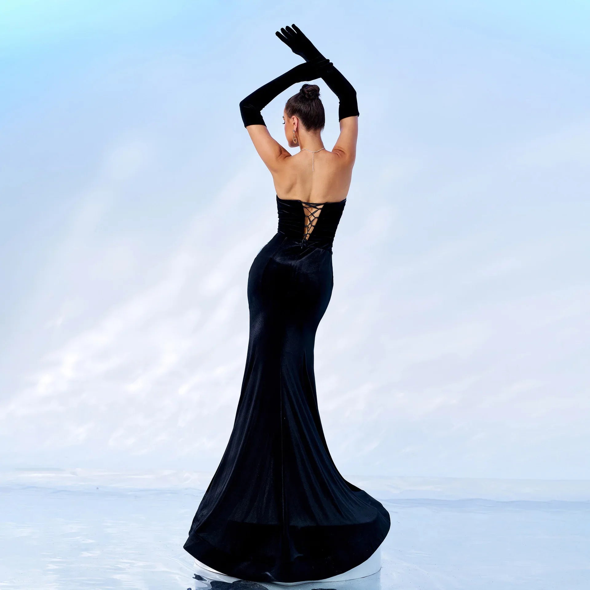 Off-neck Chest Wrap Hip High Fork Evening Dress - Gizmo Galaxy