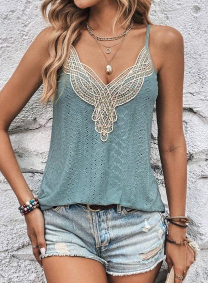Women Contrast Lace Schiffy Camisole - Gizmo Galaxy