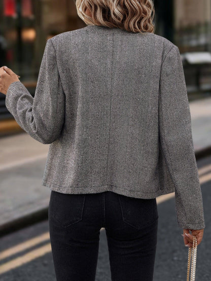 Spring And Autumn Leisure, Commuter Outfit, Herringbone Coat, Round Neck Long Sleeve Slim Jacket, Double-breasted Metal Buttons, - Gizmo Galaxy