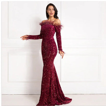 Off-the-shoulder Fishtail Party Formal Dress - Gizmo Galaxy