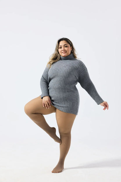 Plus-size Black Sheer Fleece-lined Leggings - Gizmo Galaxy