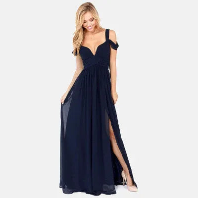 Long Floor Length Elegant Greek Style Pleated Dress - Gizmo Galaxy