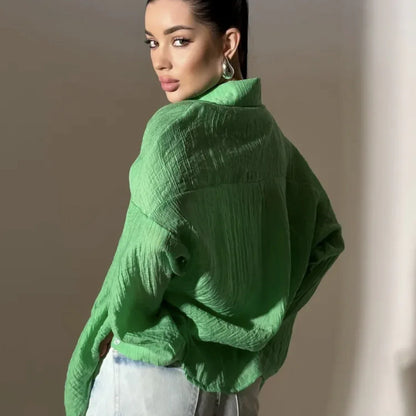 Comfortable Collar Decorated With Buttons Casual Top - Gizmo Galaxy