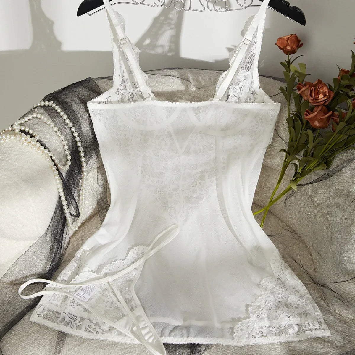 Cutout Sling Tulle See-through Lace Pajamas For Women - Gizmo Galaxy