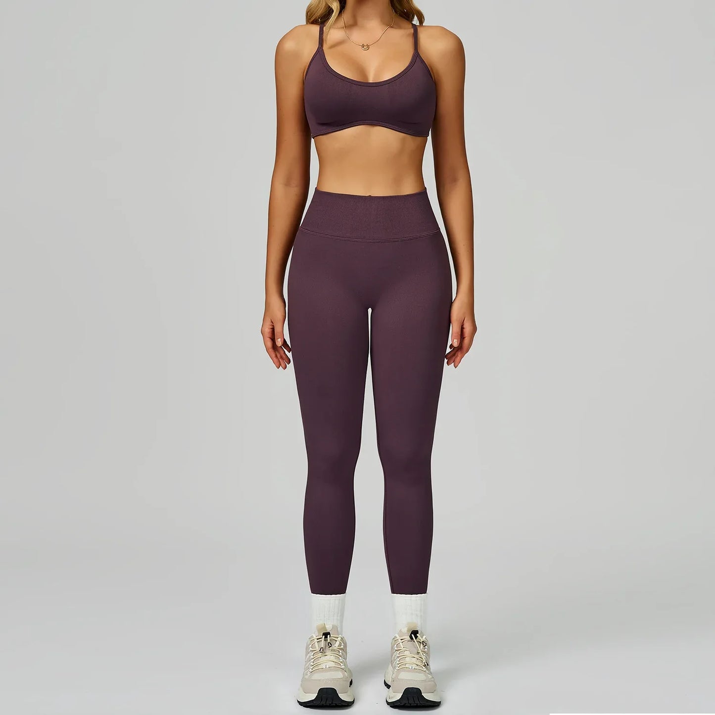 Seamless Yoga Set High-waisted Fitness Workout Outfit - Gizmo Galaxy