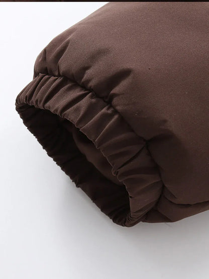 Fashion Zipper Hooded Short Coat Winter Mandela-color Jacket Outerwear Women's Clothing - Gizmo Galaxy