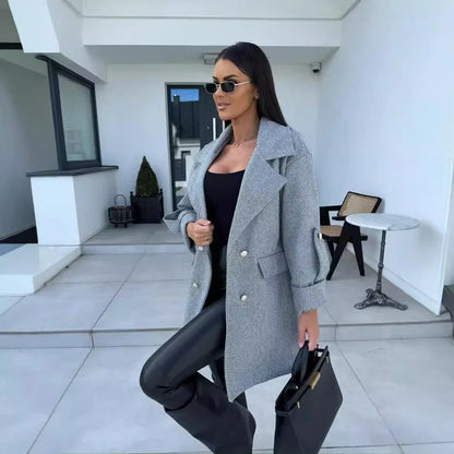 Fashion Commuter H-shaped Suit Collar Woolen Coat - Gizmo Galaxy