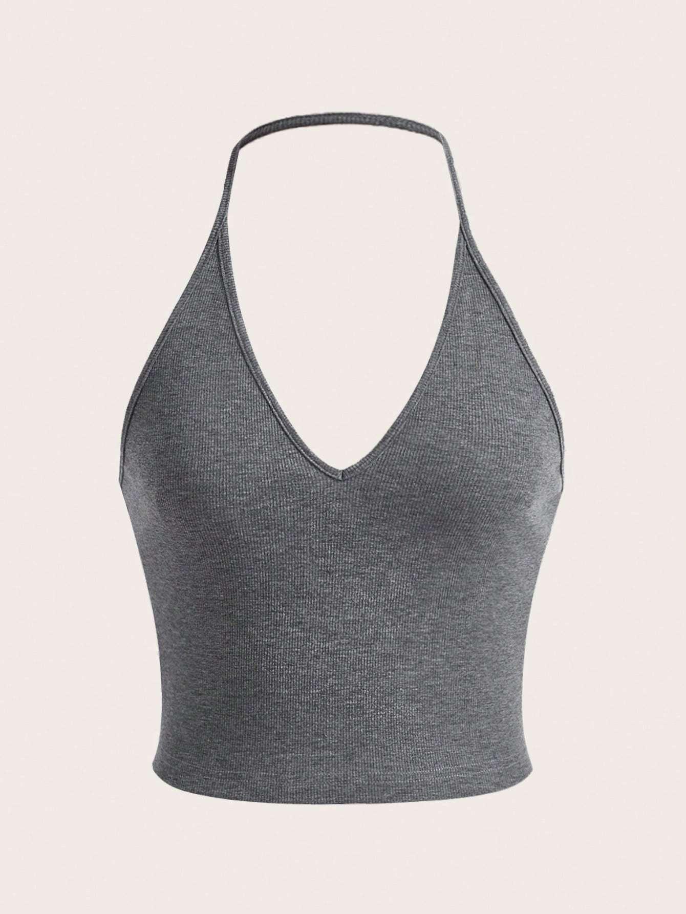 SHEIN EZwear Summer Solid Crop Halter Top - Gizmo Galaxy