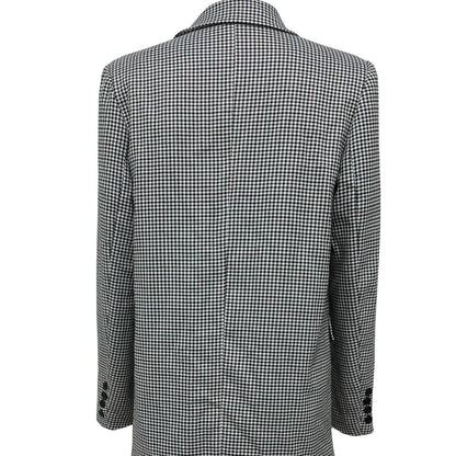 Ladies' Lapel Double Breasted Checkered Suit Jacket - Gizmo Galaxy