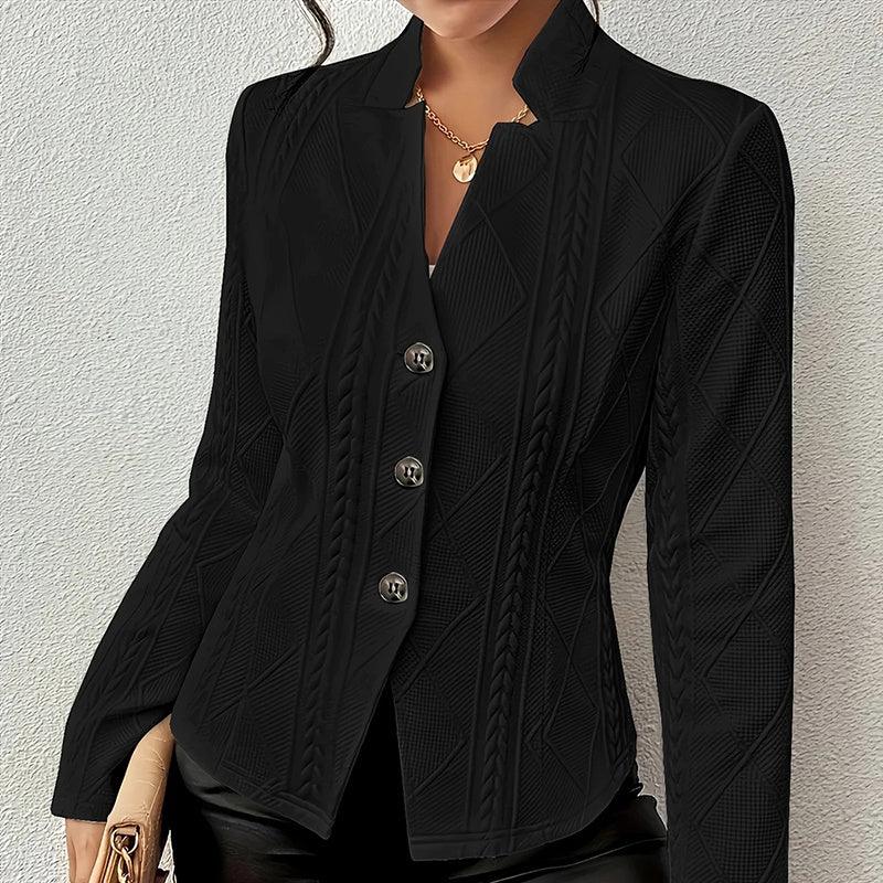 Women's Elegant Textured Open Front Business Casual Work Office Blazer Jacket Suit - Gizmo Galaxy