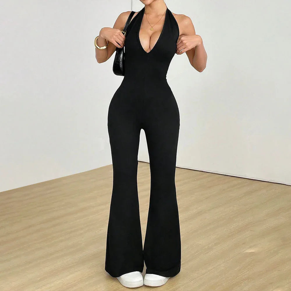 Sheer Hollowed-Out Beautiful-Back Bodycon Jumpsuit Summer New Arrival One-Piece Jumpsuit Butt-Lifting Sports & Fitness Jumpsuit - Gizmo Galaxy