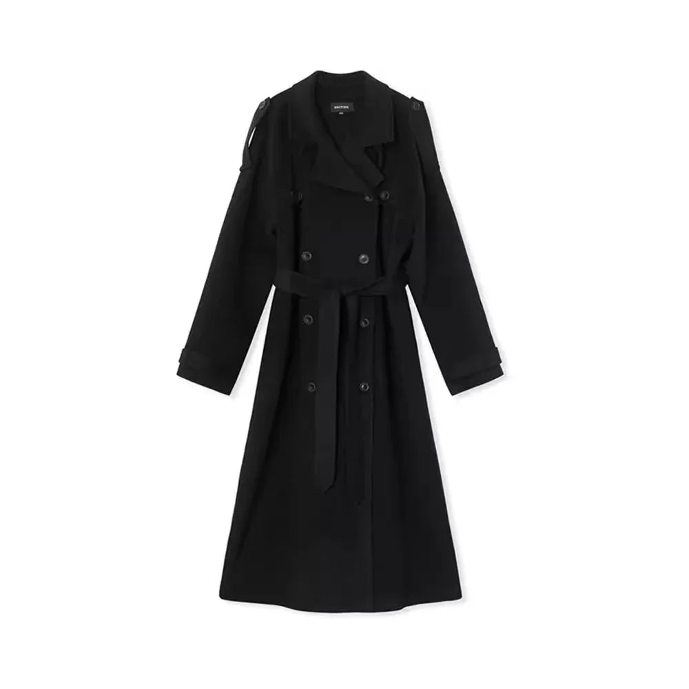 Women's Clothing Temperament Pure Color Lapel Long-cut Coat - Gizmo Galaxy