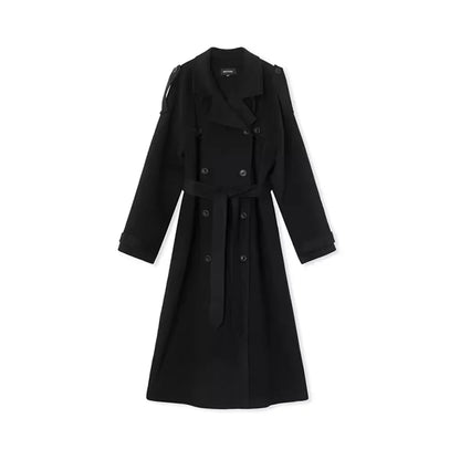 Women's Clothing Temperament Pure Color Lapel Long-cut Coat - Gizmo Galaxy