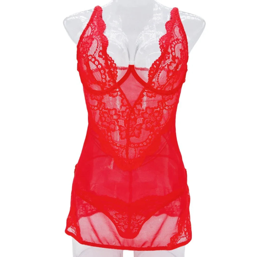 Cutout Sling Tulle See-through Lace Pajamas For Women - Gizmo Galaxy
