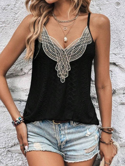 Women Contrast Lace Schiffy Camisole - Gizmo Galaxy