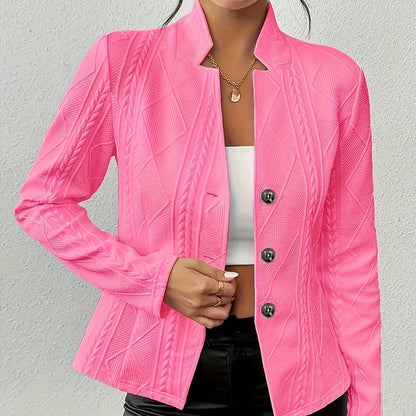 Women's Elegant Textured Open Front Business Casual Work Office Blazer Jacket Suit - Gizmo Galaxy
