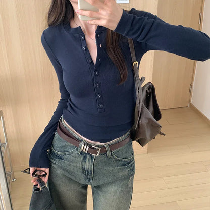 Pure Desire Long Sleeve Slim Design Sense Inner Bottoming Shirt Women - Gizmo Galaxy