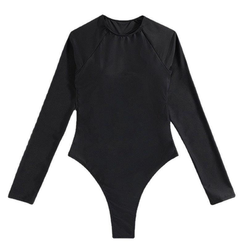 Long Sleeve Backless T-back Light Diamond One-piece Swimsuit - Gizmo Galaxy
