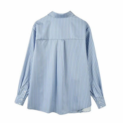 New Chinese Style High-grade Irregular Blue Shirt For Women - Gizmo Galaxy