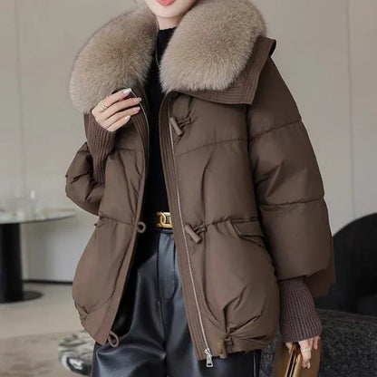 Down Cotton-padded Jacket Women's Short Fur Collar Thickened Coat Winter Clothing - Gizmo Galaxy