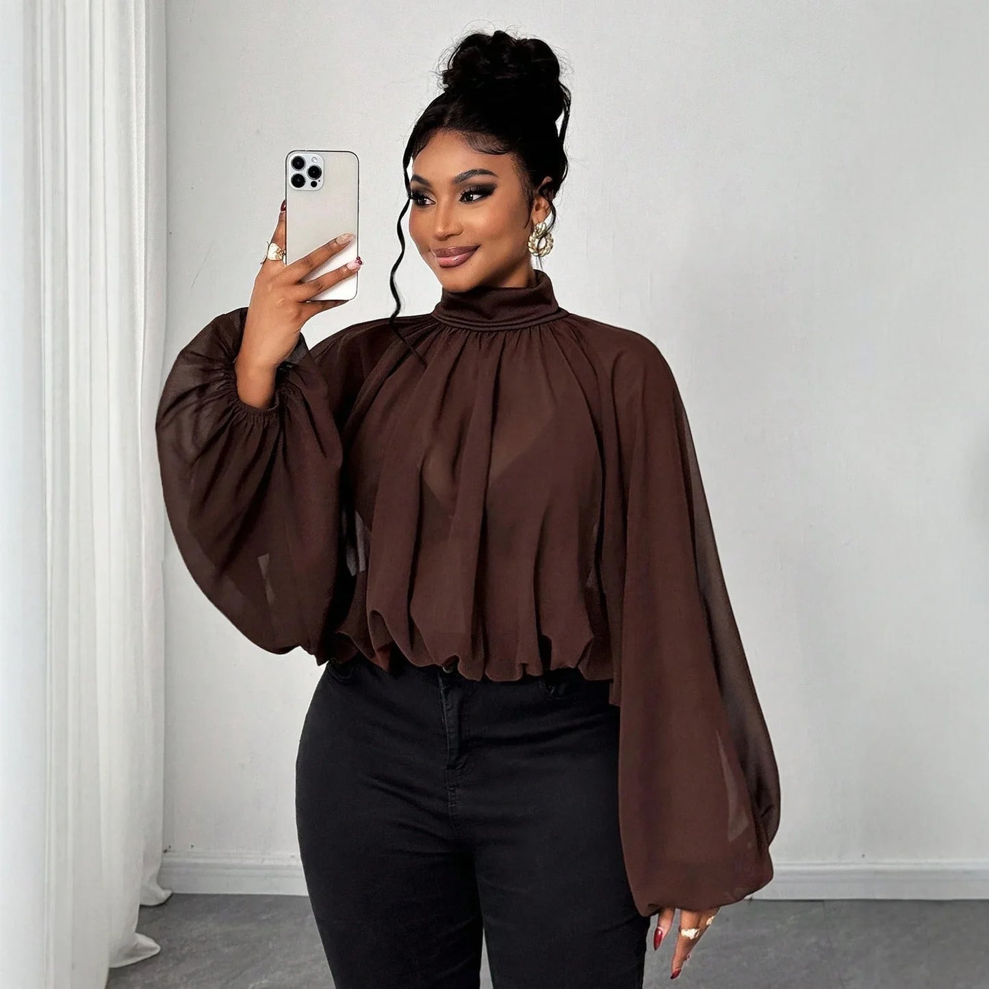 Fashion Vacation Plus Size Women's Autumn And Winter Long Sleeve Shirt - Gizmo Galaxy