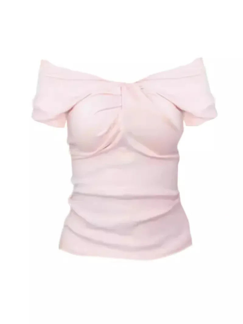 New Slim-fit Slimming Two-way Top Off-shoulder T-shirt Women - Gizmo Galaxy