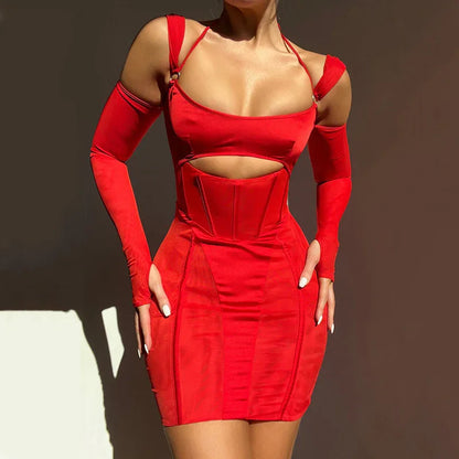 Women's Sling Tight Dress Fashion Backless Mesh See-through Hip Skirt - Gizmo Galaxy