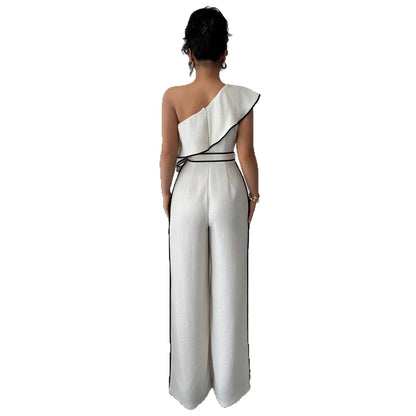 European And American Elegant Style Off-shoulder Vest Wide-leg Jumpsuit Women's Independent High Waist - Gizmo Galaxy