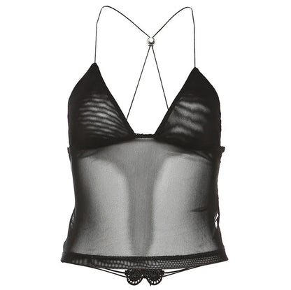 Sexy Butterfly Lace Up Mesh Backless Skinny Inner Match Small Sling - Gizmo Galaxy