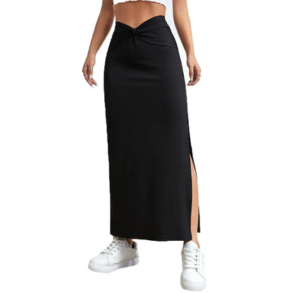 Women's Simple And Fashionable Design Sense Skirt Autumn And Winter High-waisted Draped Split Long Skirt - Gizmo Galaxy