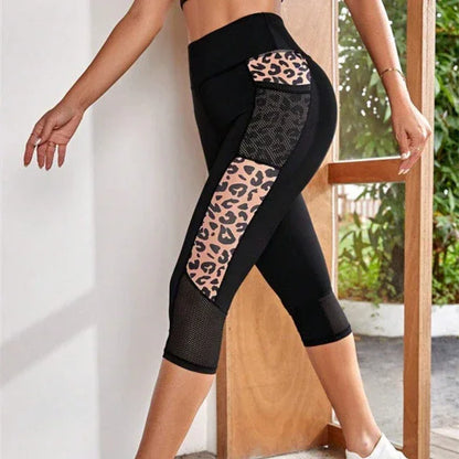 Female Leopard Splicing High Waist Yoga Pants - Gizmo Galaxy