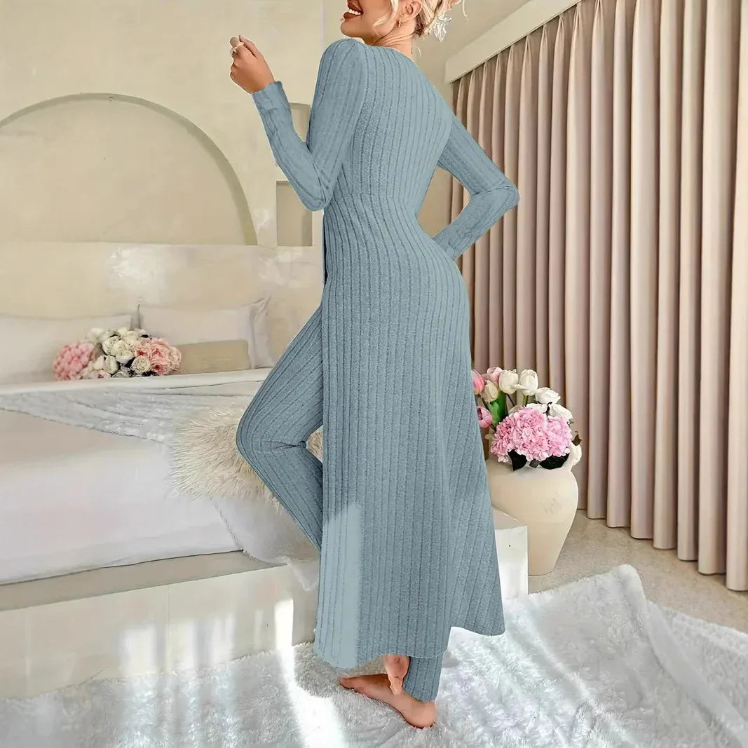 Crew Neck Split Long Sleeve Two-piece Set - Gizmo Galaxy