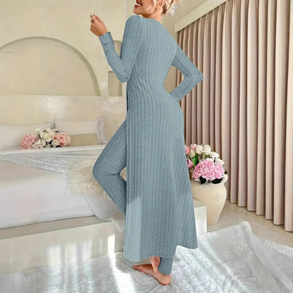 Crew Neck Split Long Sleeve Two-piece Set - Gizmo Galaxy