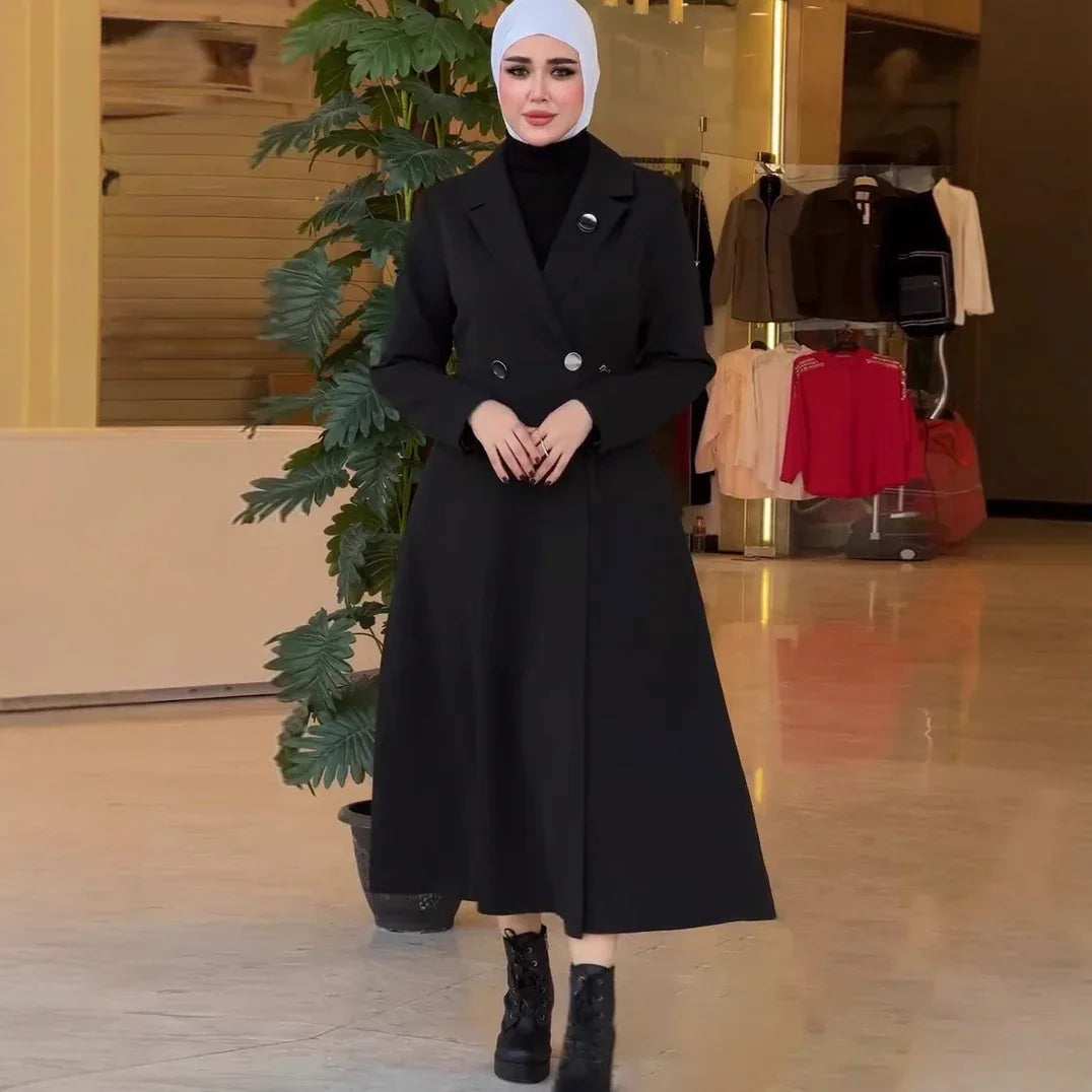 Elegant Mid-length Robe Trench Coat - Gizmo Galaxy