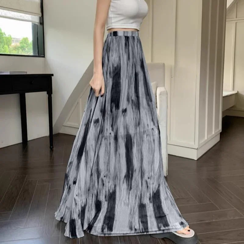 Retro Tie-dye High-waisted Slimming A-line Skirt - Gizmo Galaxy