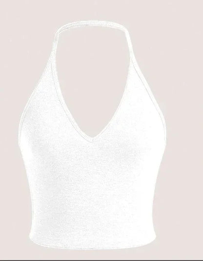SHEIN EZwear Summer Solid Crop Halter Top - Gizmo Galaxy