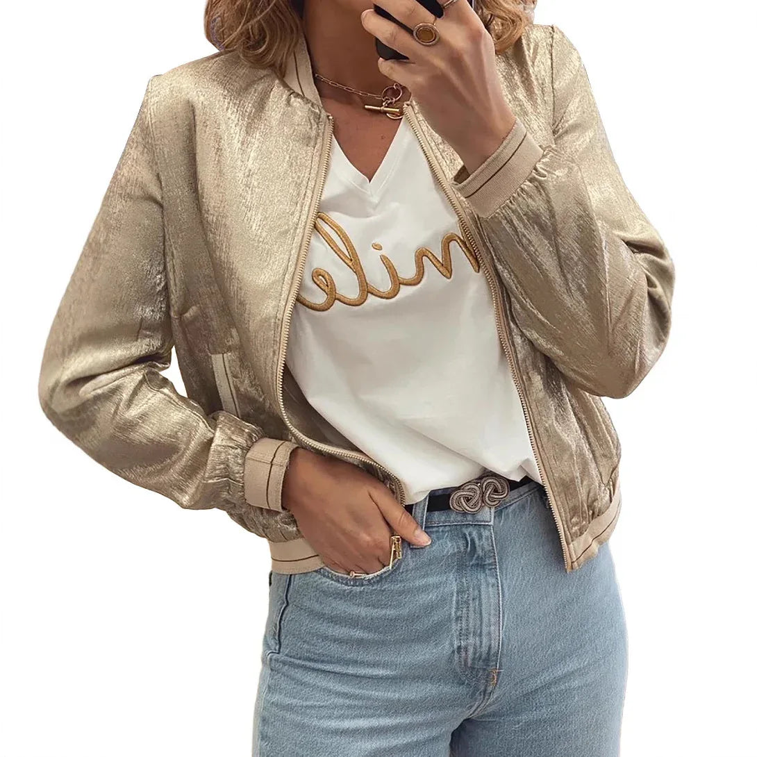 Solid Color Short Women's Casual Versatile Multi-pocket Jacket - Gizmo Galaxy