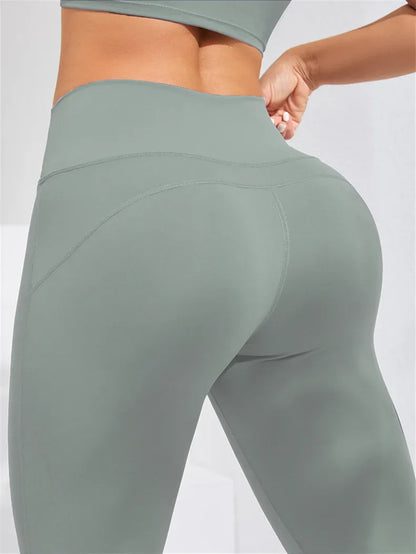 Women's Solid Color Casual High Waist Hip Lift Yoga Pants - Gizmo Galaxy