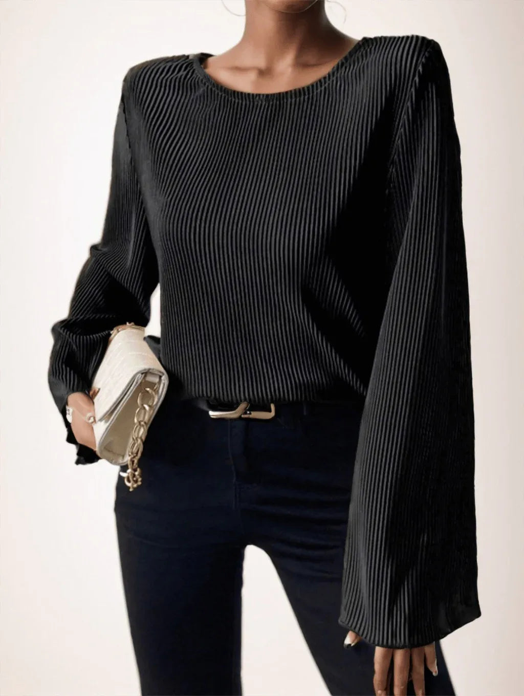 Women's Spring Summer Solid Color Round Neck Loose Fit Bell Sleeve Casual T-Shirt - Gizmo Galaxy