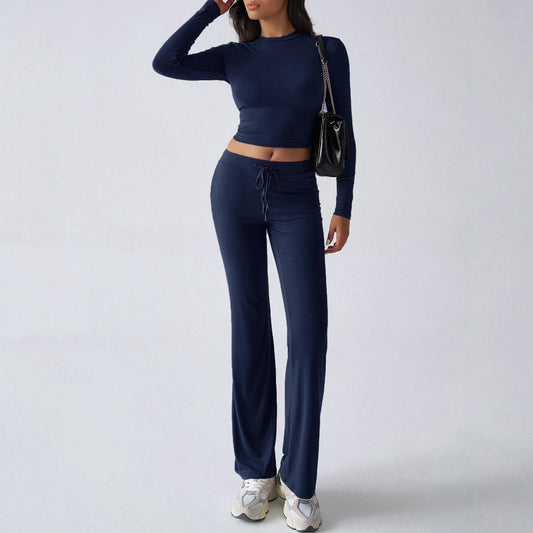 Sports Yoga Style Long-sleeved Straight Pants Casual Suit - Gizmo Galaxy
