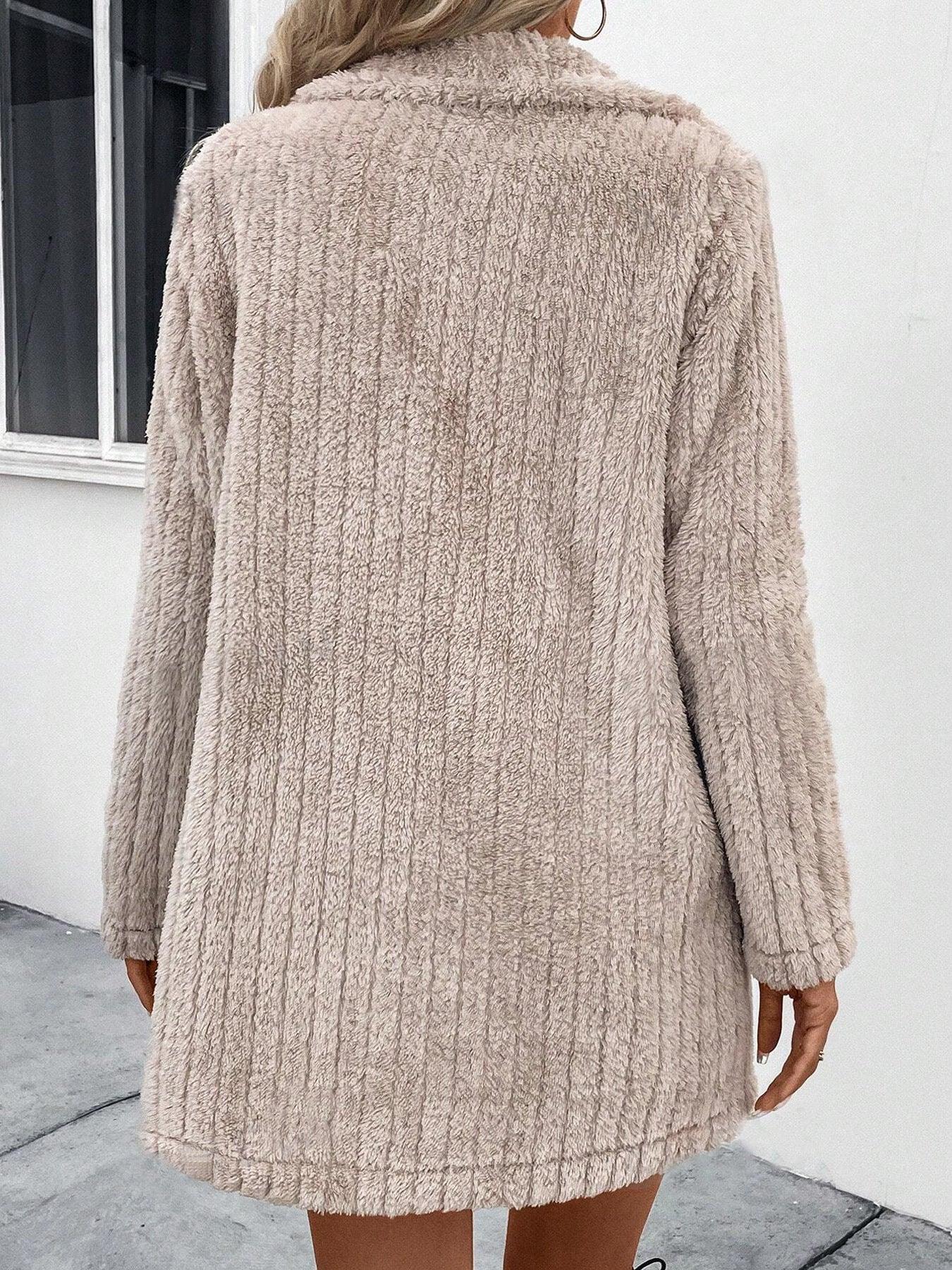 Double-sided Plush Lapel Cardigan Casual Top Coat - Gizmo Galaxy